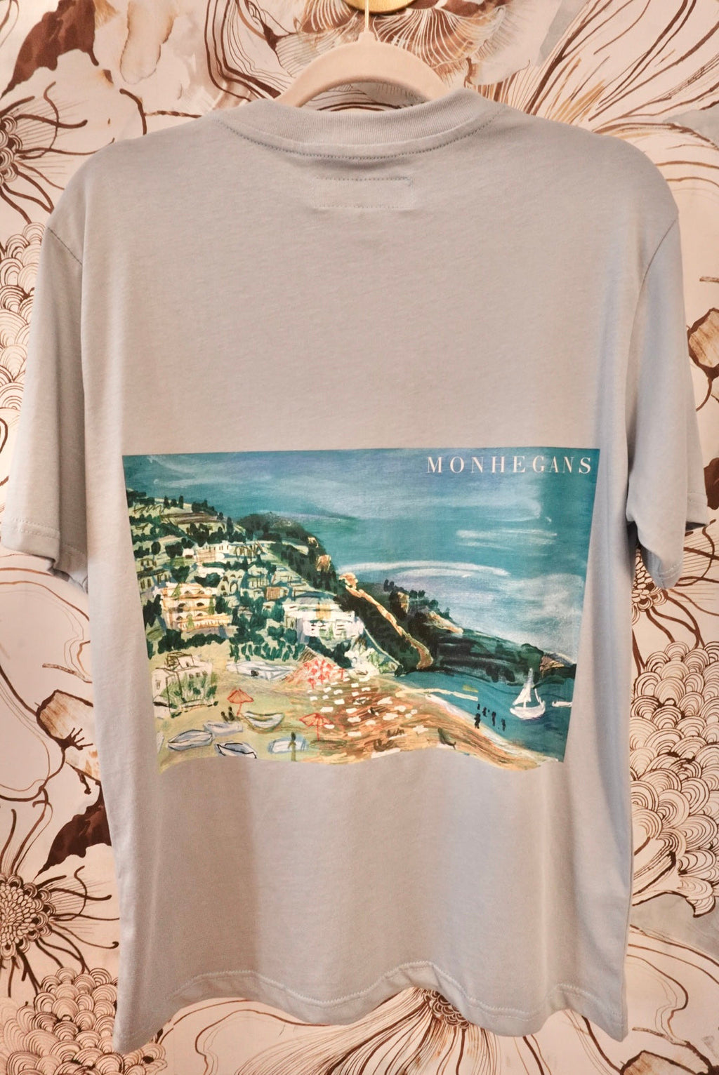 PALE BLUE ORIGINAL COASTAL EMBROIDERED GRAPHIC OVERSIZED TSHIRT