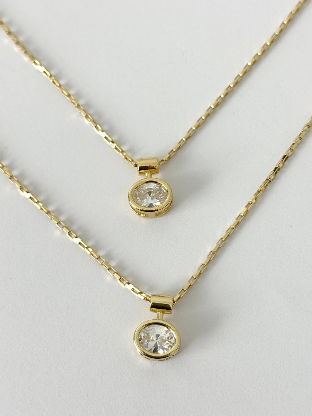 SOLITAIRE CIRCLE CZ DIAMOND 14K GOLD FILLED NECKLACE