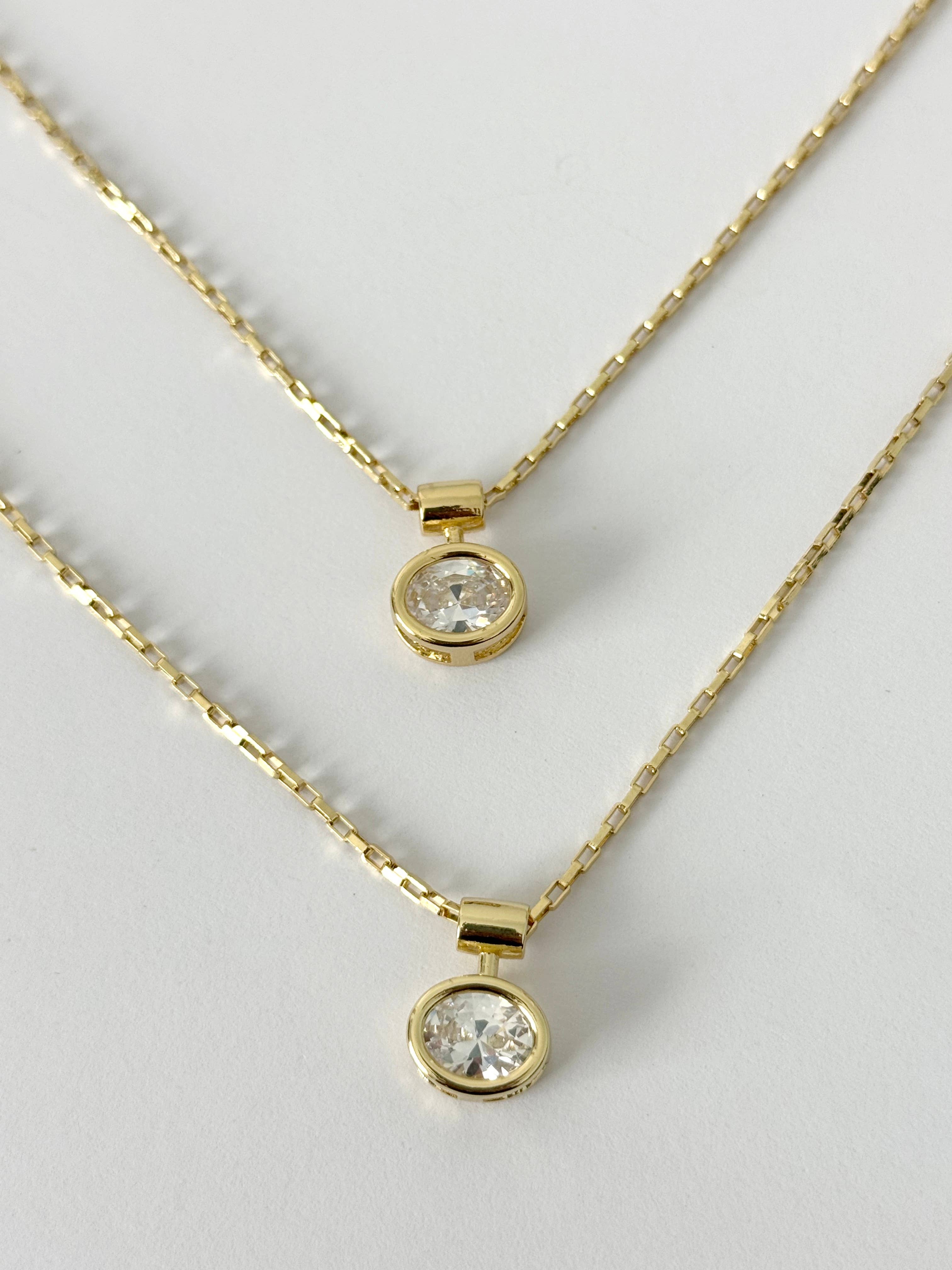 SOLITAIRE CIRCLE CZ DIAMOND 14K GOLD FILLED NECKLACE