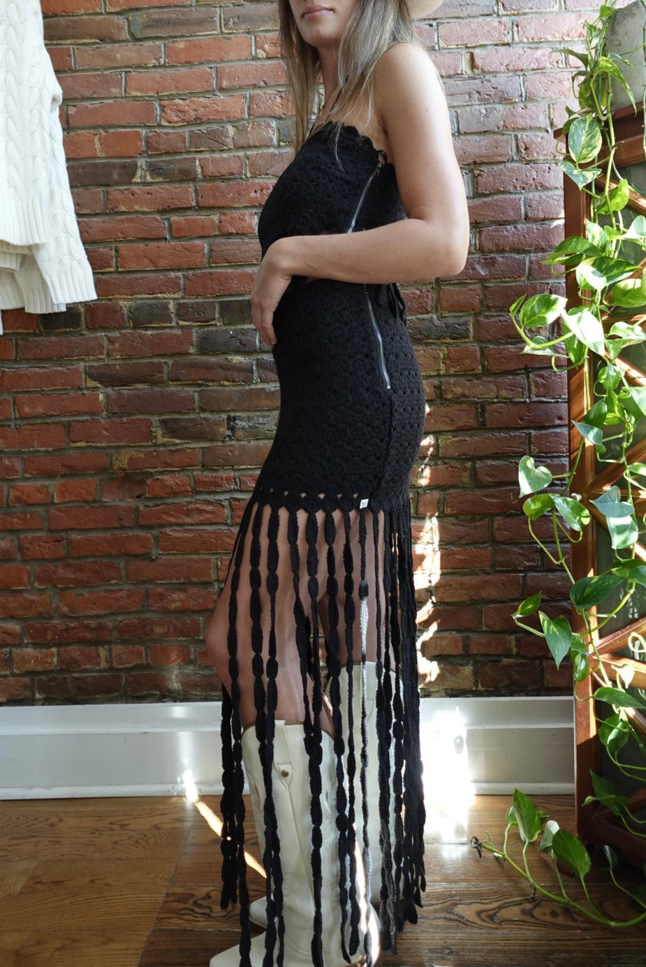 CROCHET KNIT EYELET FRINGE MINI MAXI SKIRT