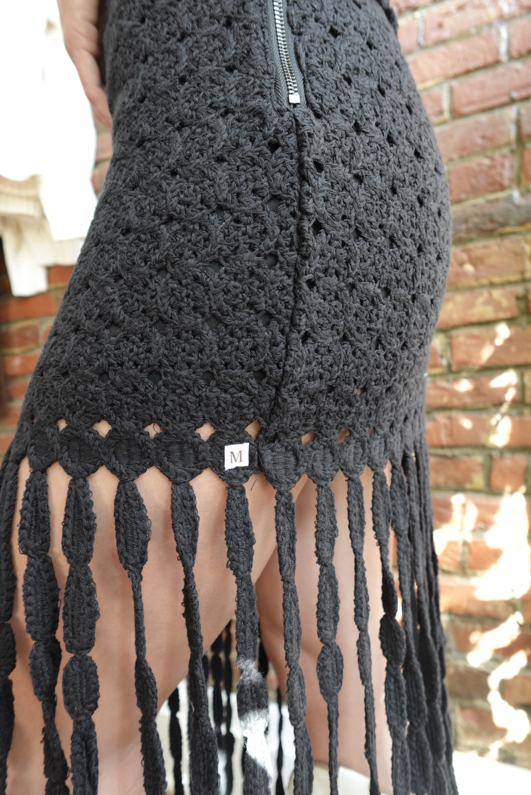 CROCHET KNIT EYELET FRINGE MINI MAXI SKIRT