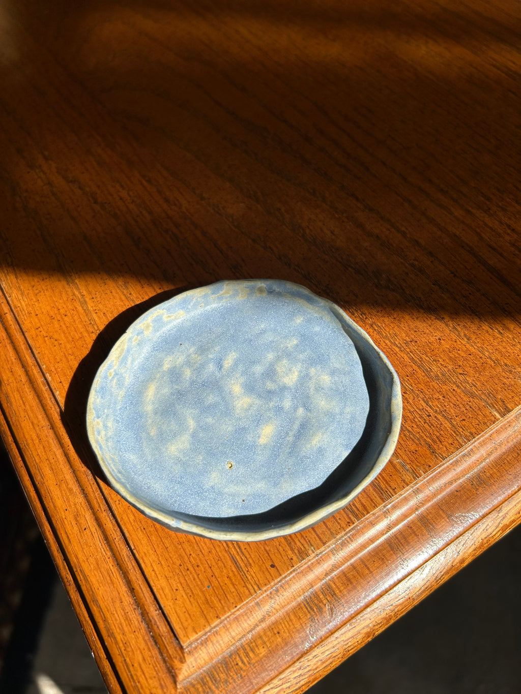 blue handmade ceramic try