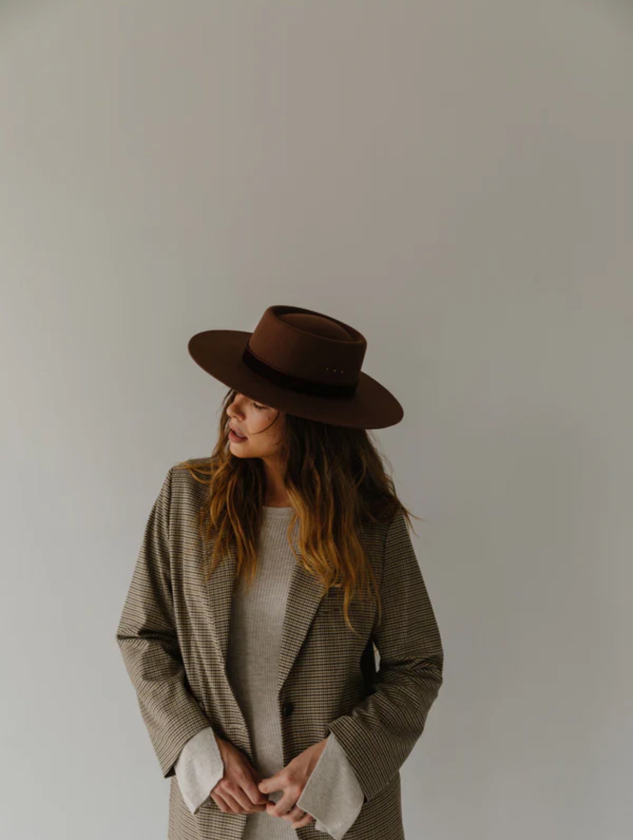 brown wide brim hat men's