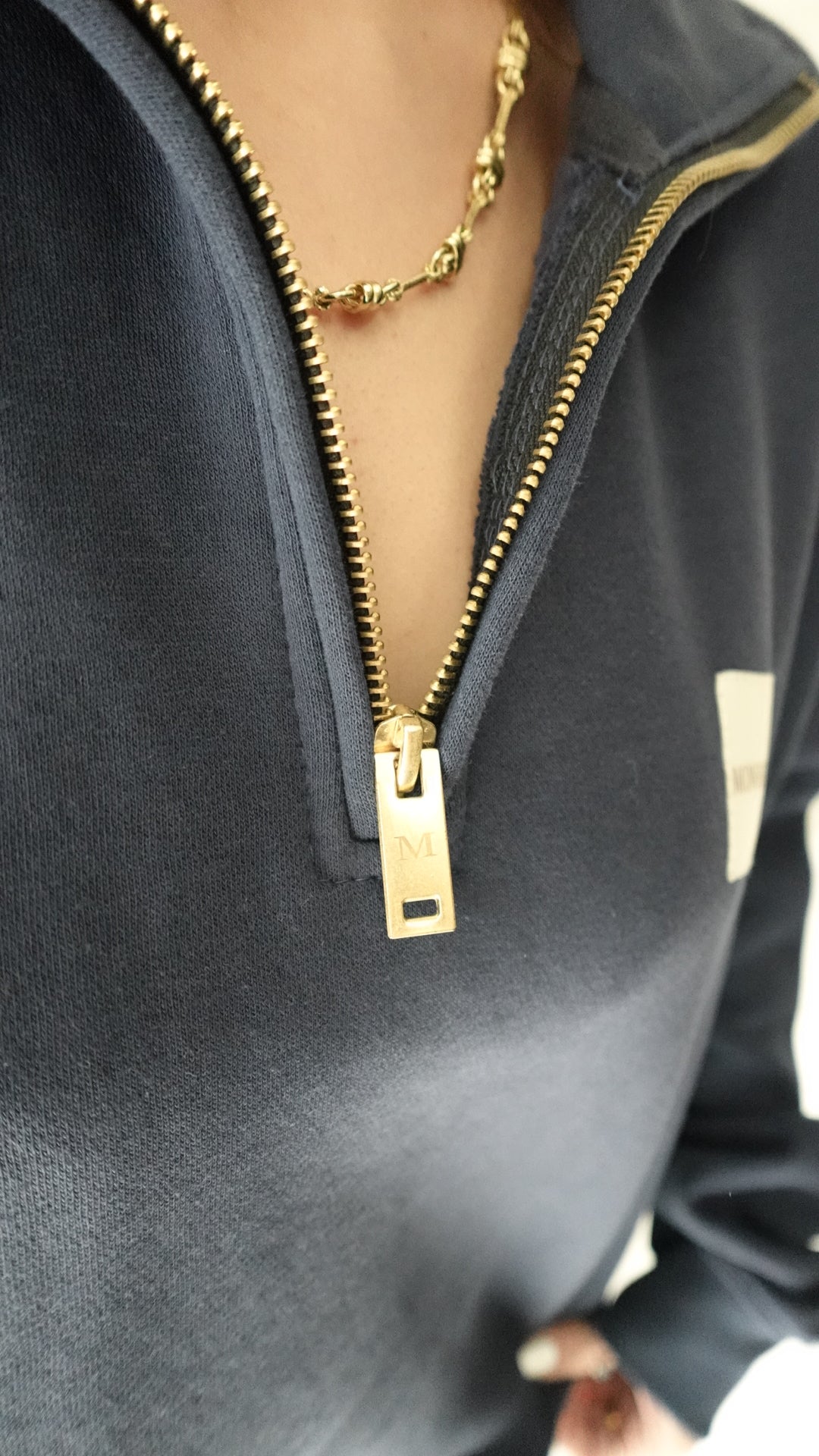 classic staple navy quarter zip fleece