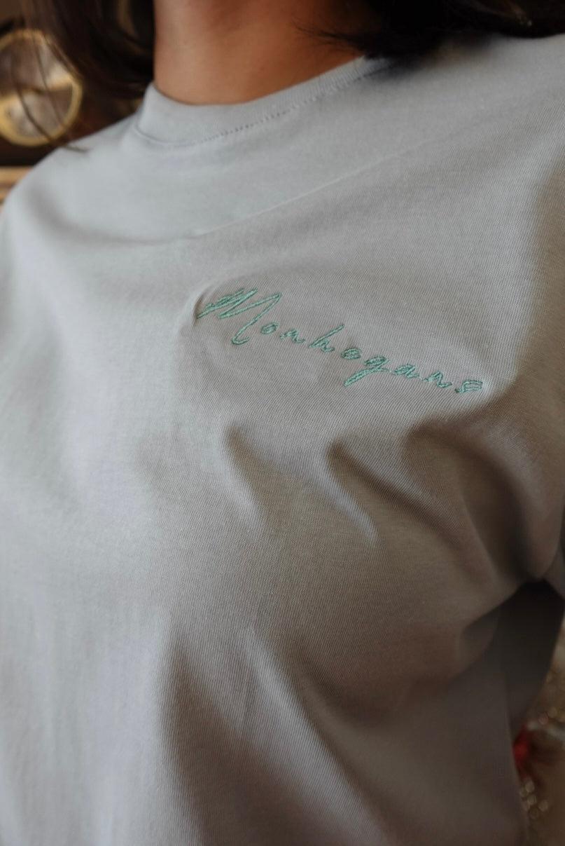 PALE BLUE ORIGINAL COASTAL EMBROIDERED GRAPHIC OVERSIZED TSHIRT