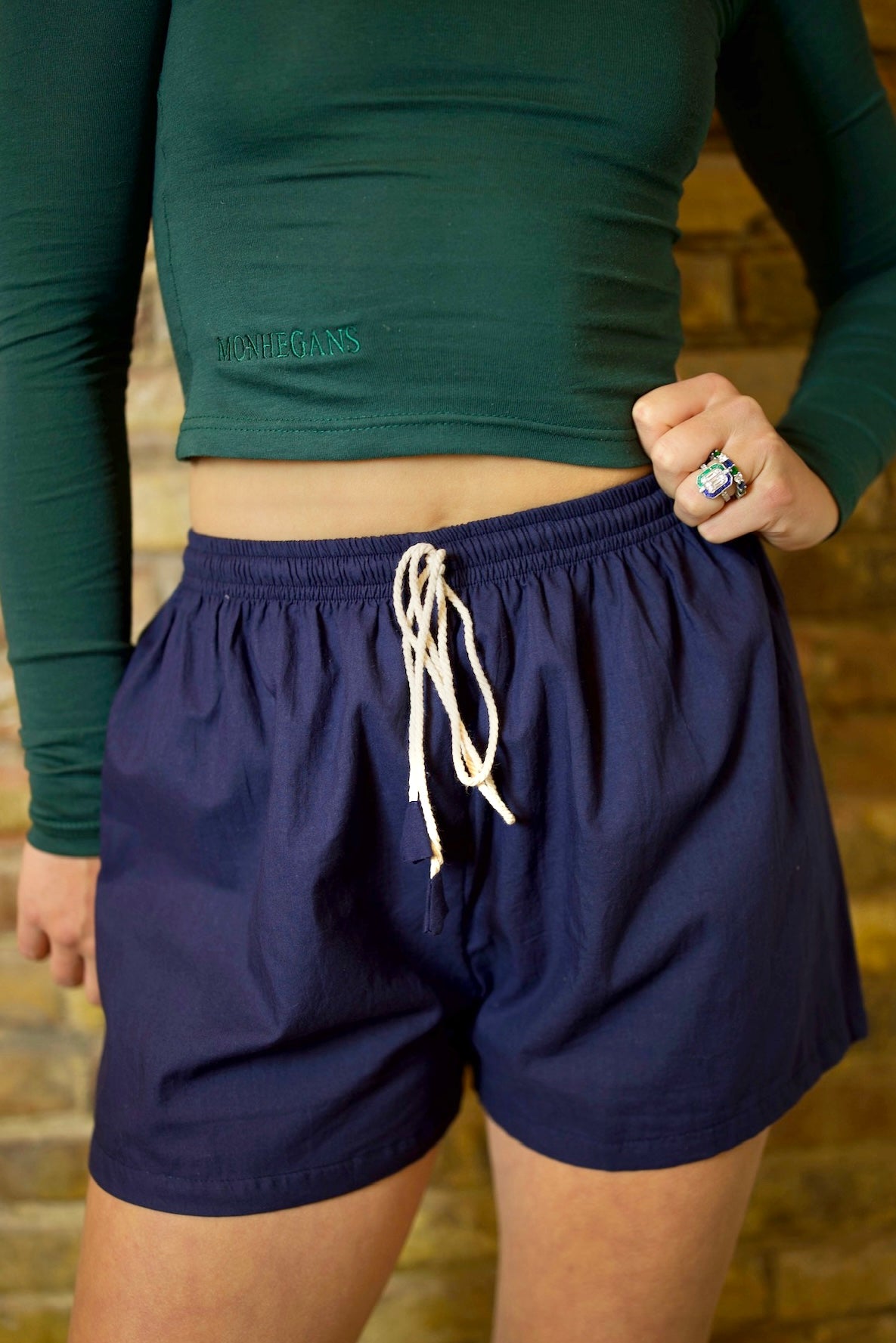 cotton navy shorts