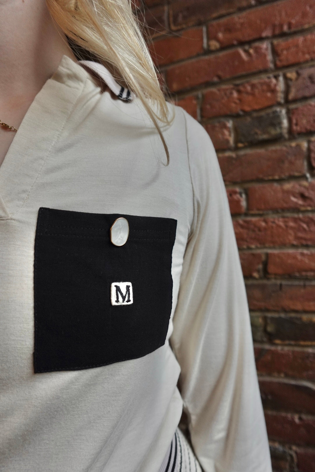 cream polo shirt long sleeve womens