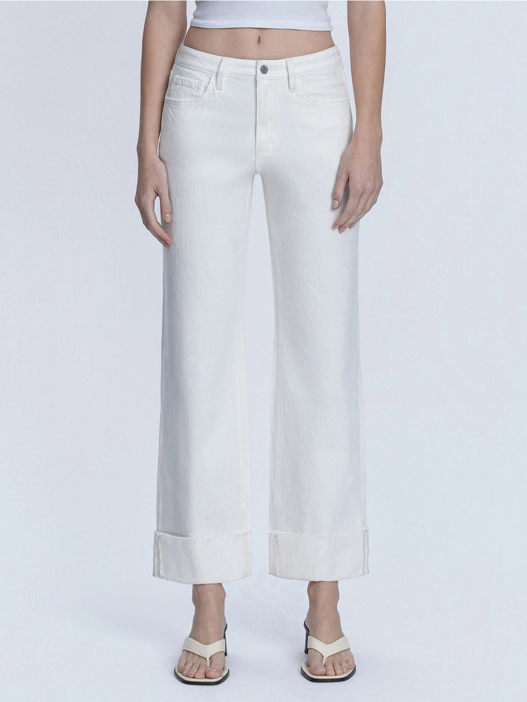 distressed white jeans, rolled hem jeans, cuffed hem denim, straight leg white jeans, relaxed fit white jeans,
