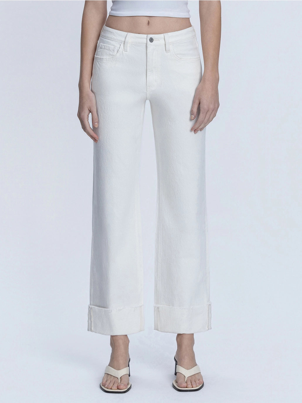 distressed white jeans, rolled hem jeans, cuffed hem denim, straight leg white jeans, relaxed fit white jeans,