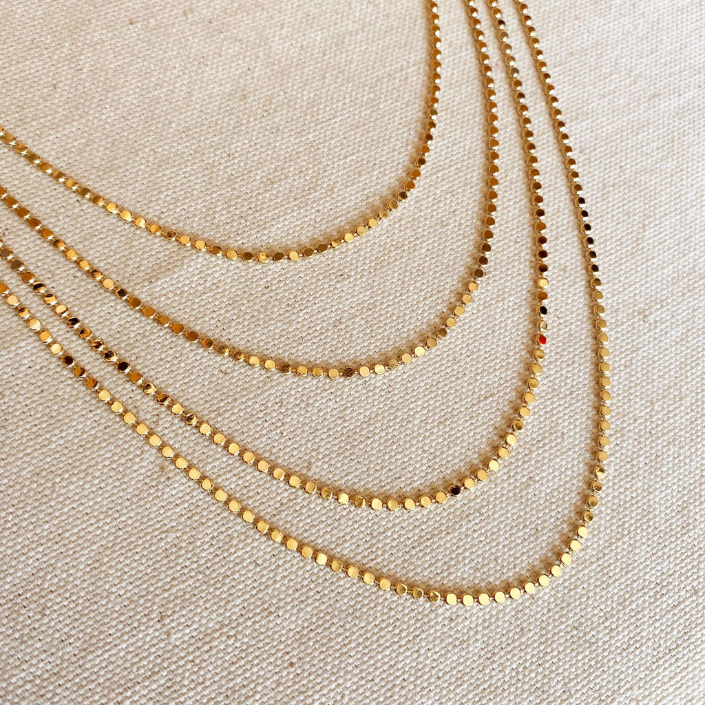 gold ball chain necklace, flat ball chain, gold filled necklace, 18k gold filled necklace, non tarnish necklace, simple gold necklace,