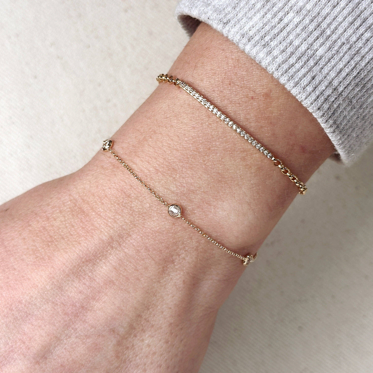 gold bezel bracelet, bezel CZ bracelet, 18k gold filled bracelet, gold filled bracelet, cubic zirconia bracelet, solitaire CZ bracelet