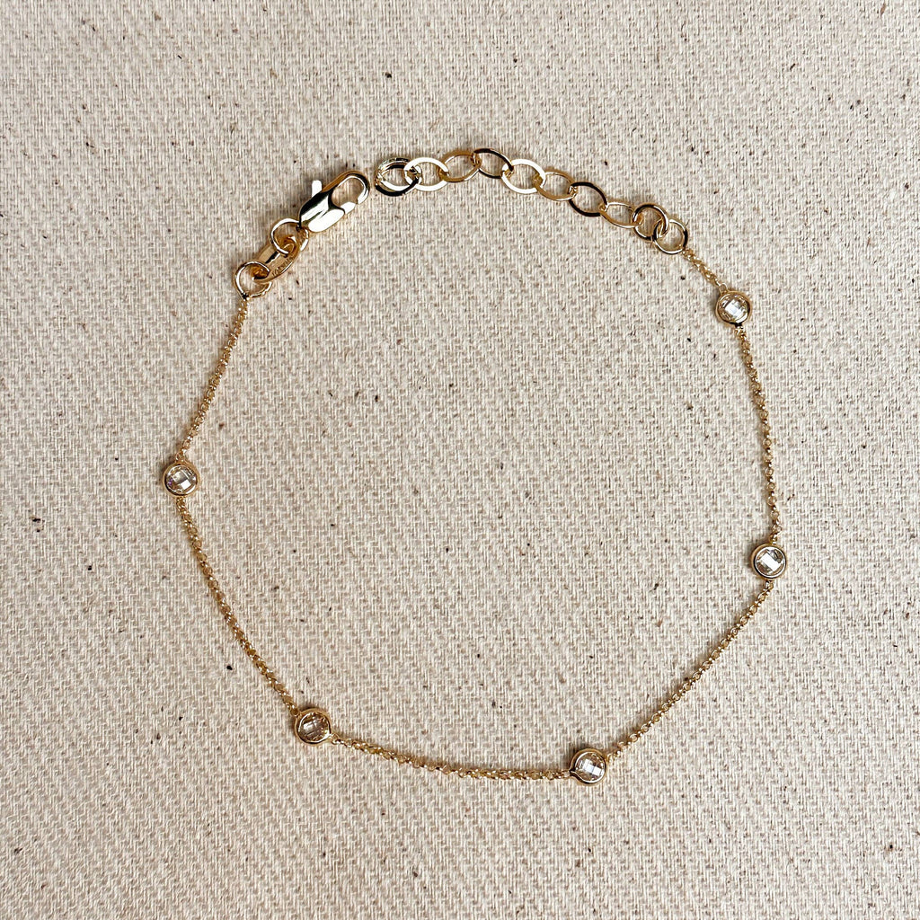 gold bezel bracelet, bezel CZ bracelet, 18k gold filled bracelet, gold filled bracelet, cubic zirconia bracelet, solitaire CZ bracelet, diamond look bracelet, dainty gold bracelet, delicate gold bracelet, minimalist gold bracelet, simple gold bracelet, everyday gold bracelet, stacking bracelet, layering bracelet, gold chain bracelet, bezel set bracelet, single stone bracelet, sparkle bracelet, adjustable gold bracelet, thin gold bracelet, classic gold bracelet, non tarnish bracelet, water resistant bracelet