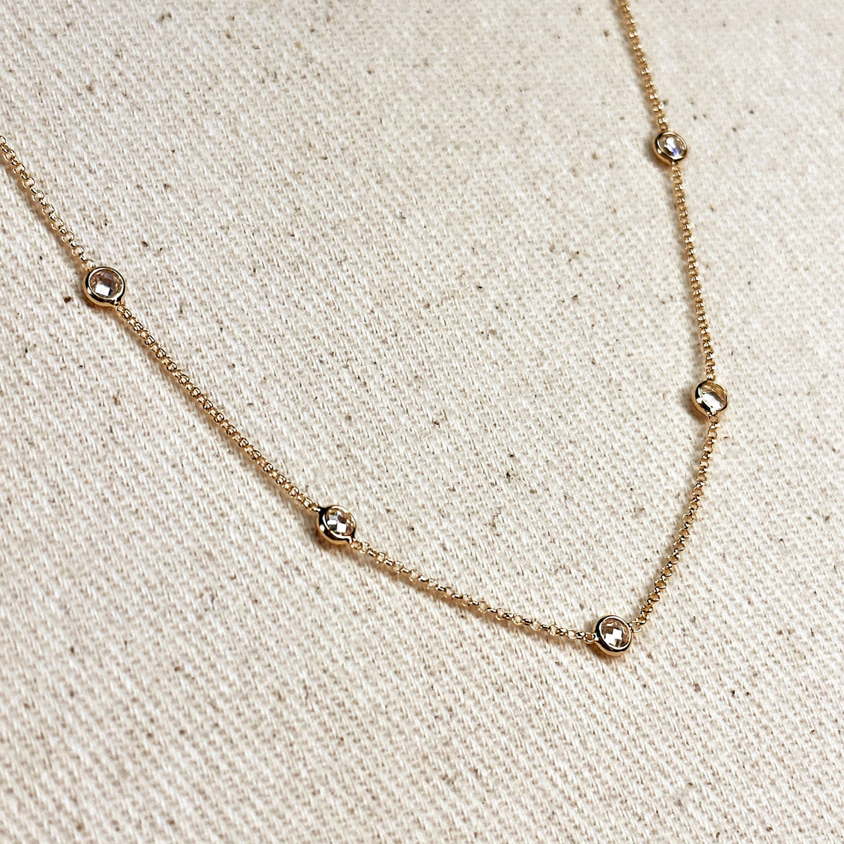gold bezel necklace, bezel CZ necklace, 18k gold filled necklace, gold filled necklace, cubic zirconia necklace, solitaire CZ necklace,