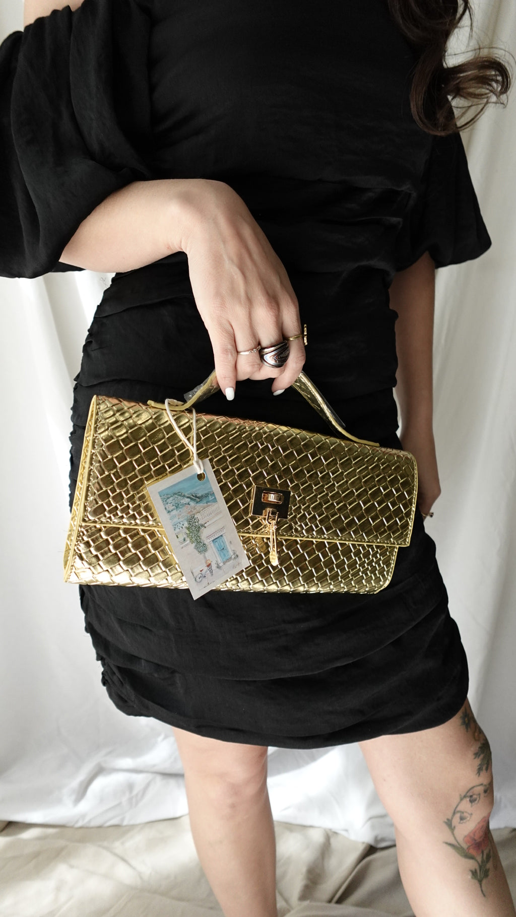 gold braided clutch