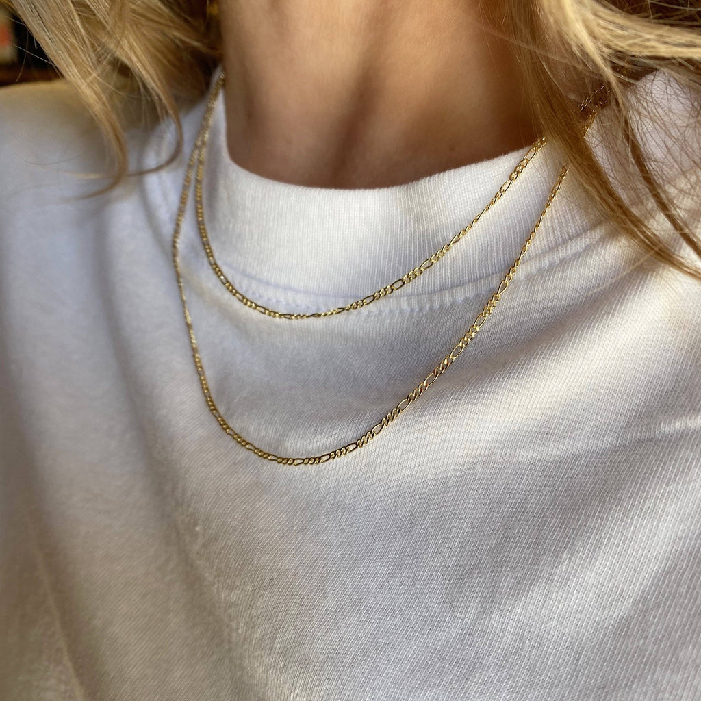 gold chain necklace, gold necklace for women, gold filled necklace, 18k gold filled chain, Figaro necklace, gold Figaro chain, thin gold chain