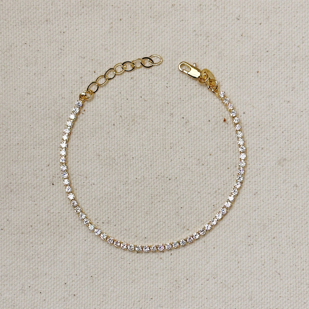 gold filled tennis bracelet, 18k gold filled bracelet, gold tennis bracelet, CZ tennis bracelet, cubic zirconia bracelet, micro CZ bracelet