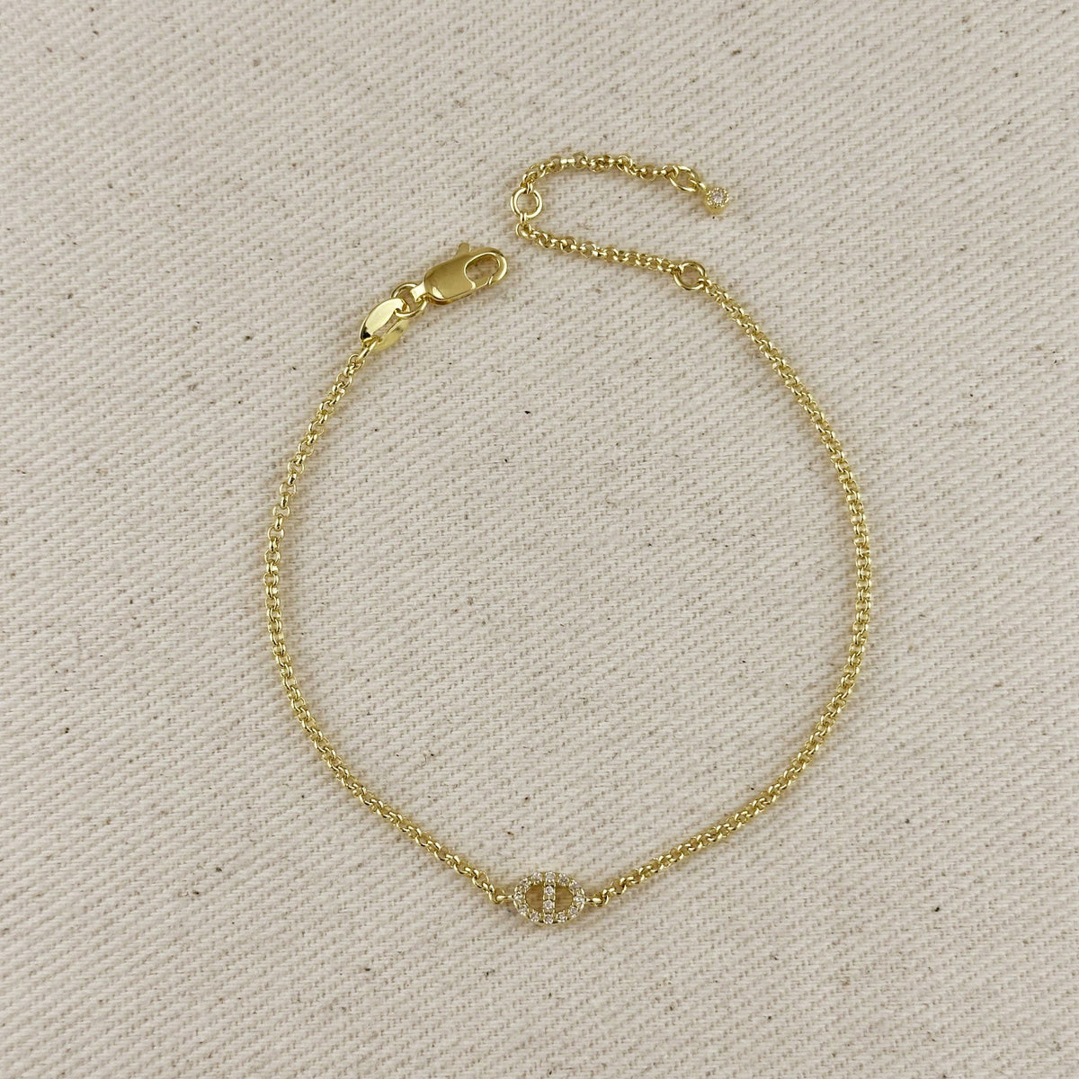 gold mariner bracelet, CZ mariner bracelet, mariner link bracelet, 18k gold filled bracelet, gold filled bracelet, cubic zirconia bracelet,