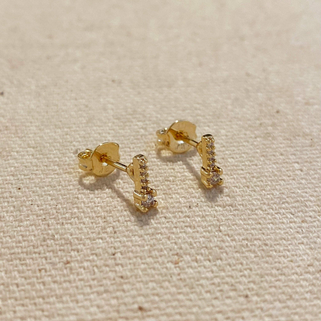 gold stud earrings, gold bar earrings, CZ stud earrings, bar stud earrings, gold filled earrings, 18k gold filled earrings, cubic zirconia earrings, dainty gold earrings, small gold studs,