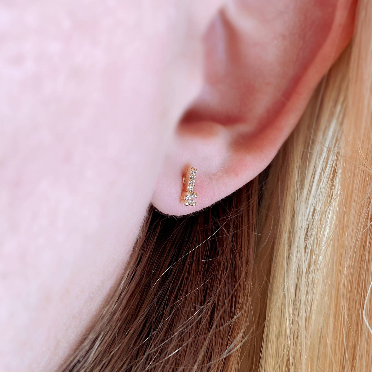 gold stud earrings, gold bar earrings, CZ stud earrings, bar stud earrings, gold filled earrings, 18k gold filled earrings, cubic zirconia earrings, dainty gold earrings, small gold studs, minimalist earrings, everyday earrings, simple gold earrings, tiny stud earrings, micro CZ earrings, diamond look earrings, delicate gold earrings, stacking earrings, ear stack, second piercing earrings, gold earrings, non tarnish earrings, water resistant earrings, hypoallergenic earrings, affordable gold earrings, gold 
