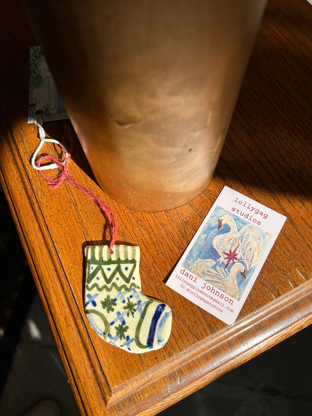 handmade ceramic stocking ORNAMENT