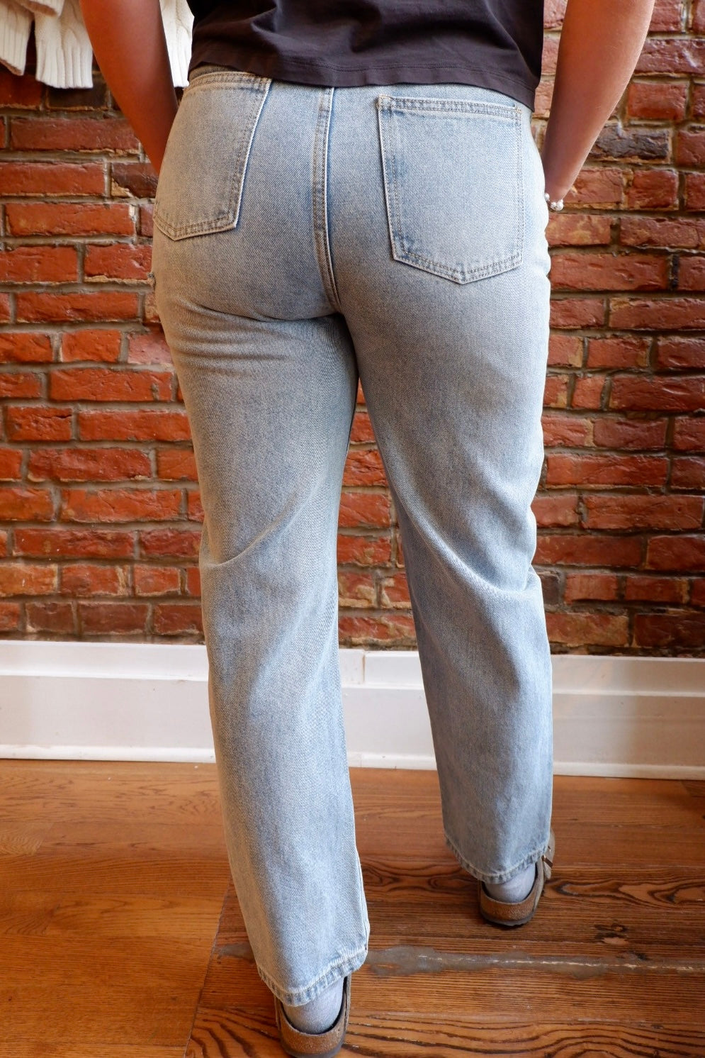 RACHEL MINIMAL RIPPED HIGH WAIST STRAIGHT LEG JEANS