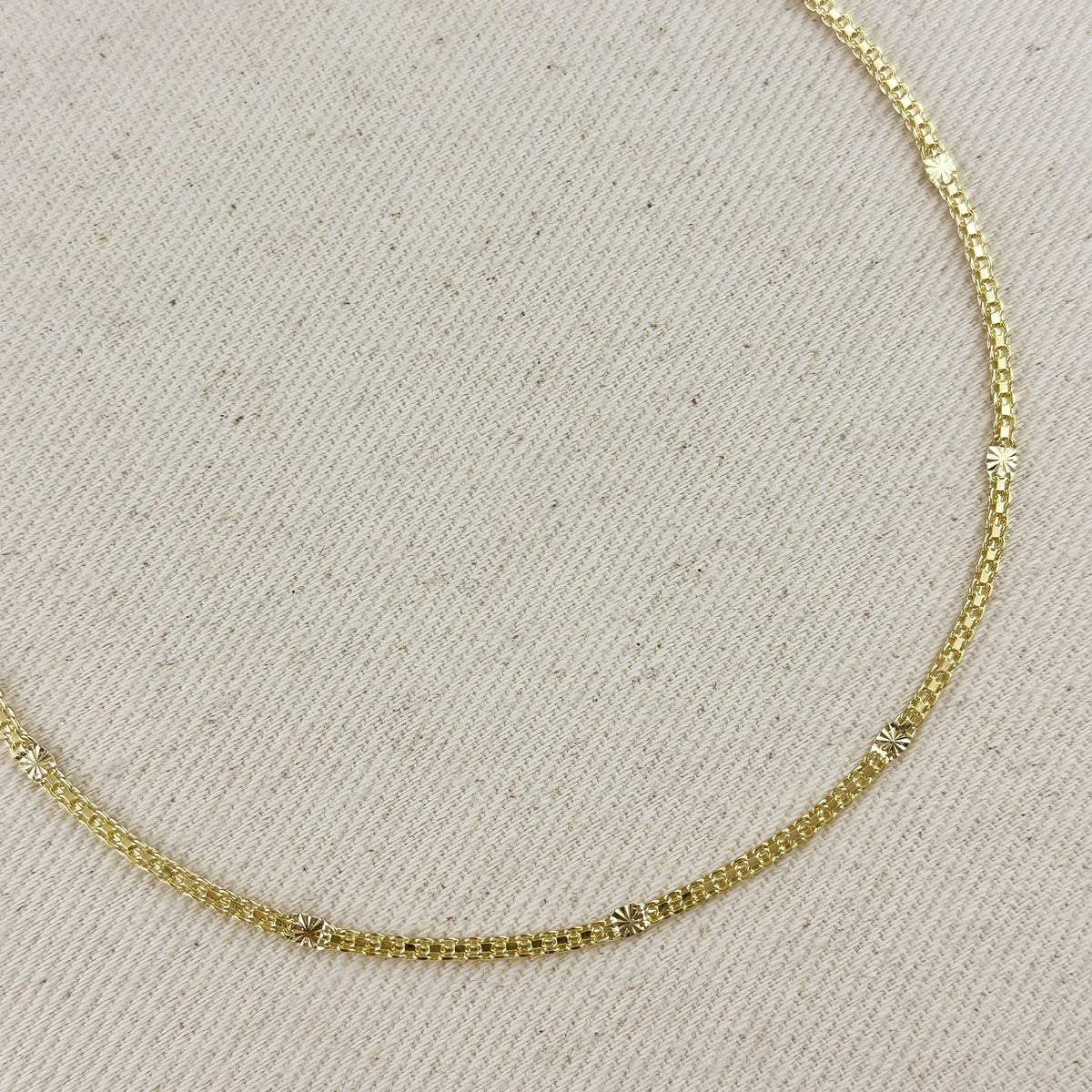 gold mesh necklace, diamond cut necklace, mesh chain necklace, textured gold necklace, 16 inch necklace, short gold necklace,