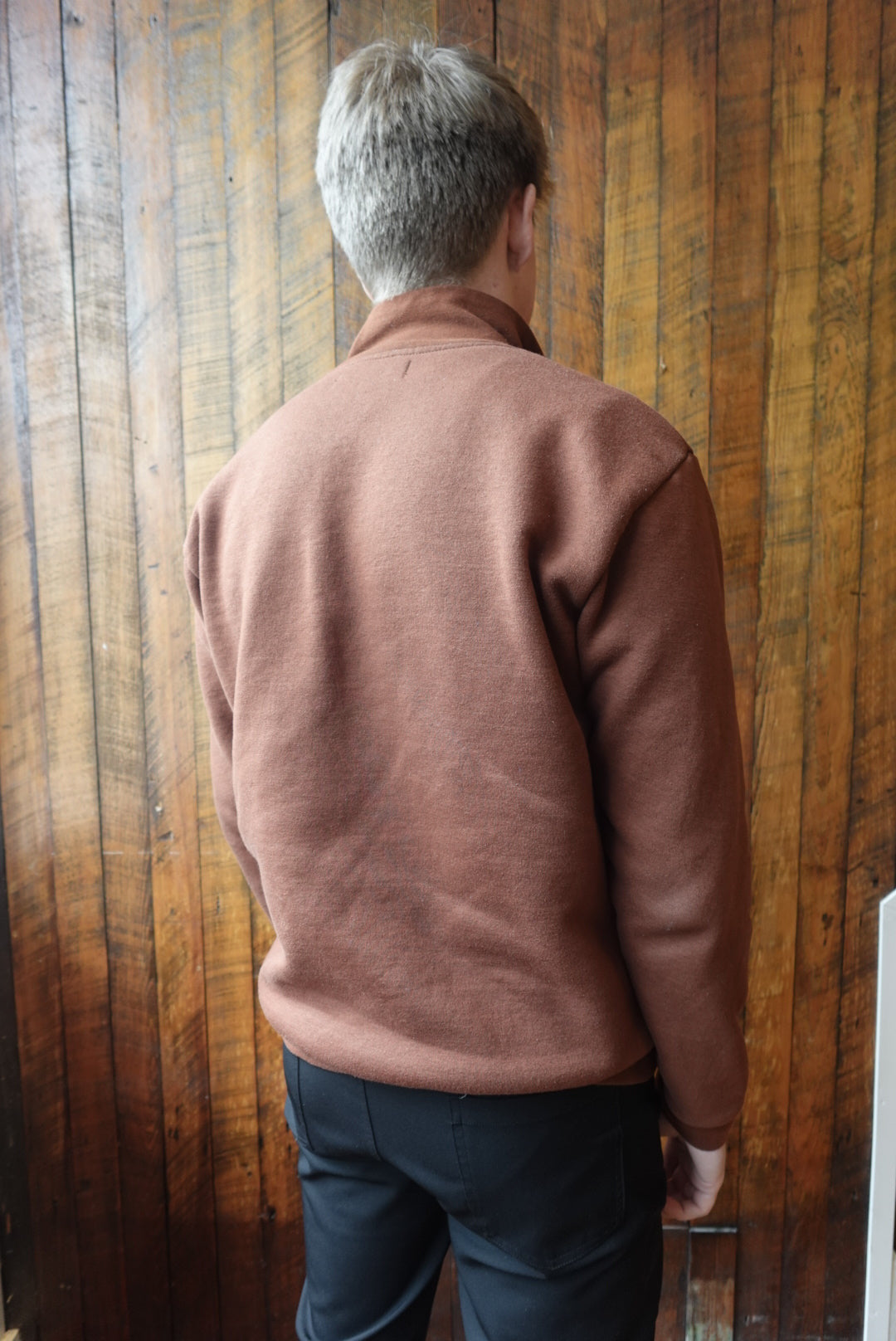 EMBROIDERED "M" BROWN MONOCHROME FLEECE QUARTER ZIP