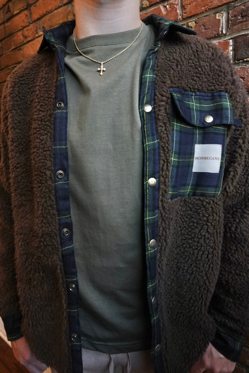 mens real sherpa flannel jacket