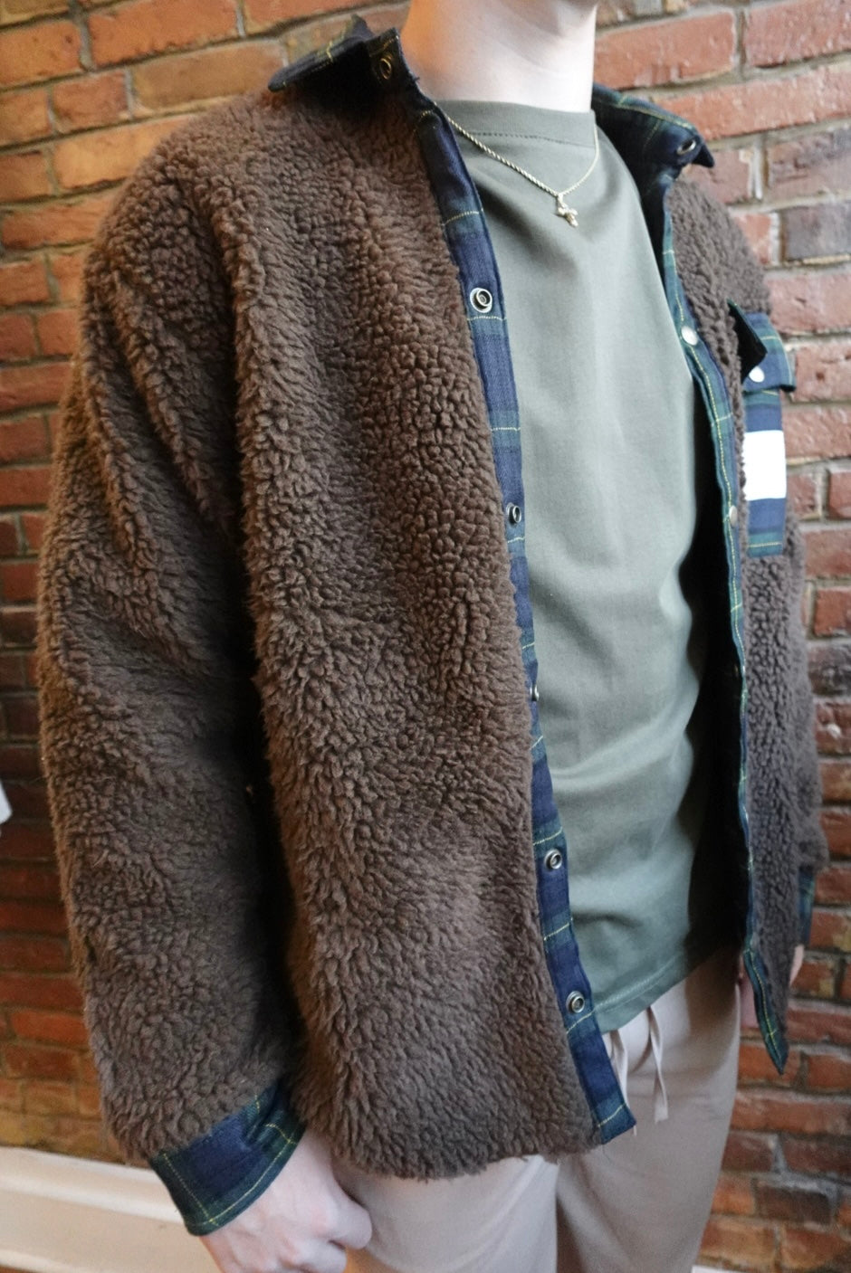 mens sherpa jacket brown