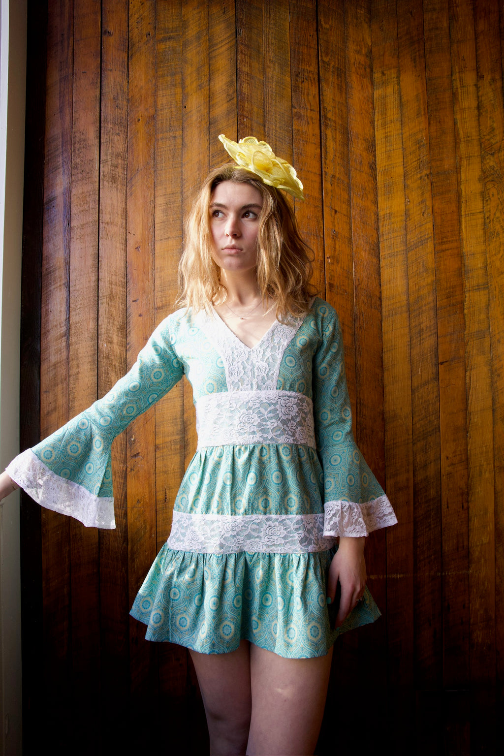 mini peplum blue and white dress