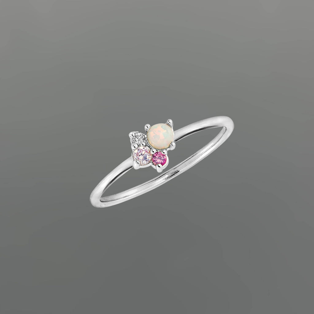 multi colored ring, ruby CZ ring, pink CZ ring, CZ cluster ring, pink cluster ring, simulated opal ring, opal CZ ring, cubic zirconia ring, colorful gemstone ring, pink gemstone ring, dainty cluster ring, delicate gold ring, delicate silver ring, gold filled ring, 14k gold filled ring, sterling silver ring, 925 sterling silver ring, thin band ring, 1.5mm band ring, stacking ring, everyday ring, pink jewelry, colorful jewelry, demi fine jewelry, gold filled jewelry, sterling silver jewelry, hypoallergenic ri