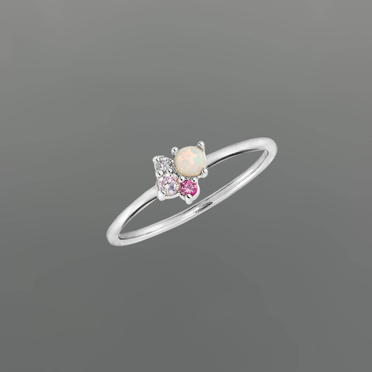 multi colored ring, ruby CZ ring, pink CZ ring, CZ cluster ring, pink cluster ring, simulated opal ring, opal CZ ring, cubic zirconia ring, colorful gemstone ring, pink gemstone ring, dainty cluster ring, delicate gold ring, delicate silver ring, gold filled ring, 14k gold filled ring, sterling silver ring, 925 sterling silver ring, thin band ring, 1.5mm band ring, stacking ring, everyday ring, pink jewelry, colorful jewelry, demi fine jewelry, gold filled jewelry, sterling silver jewelry, hypoallergenic ri