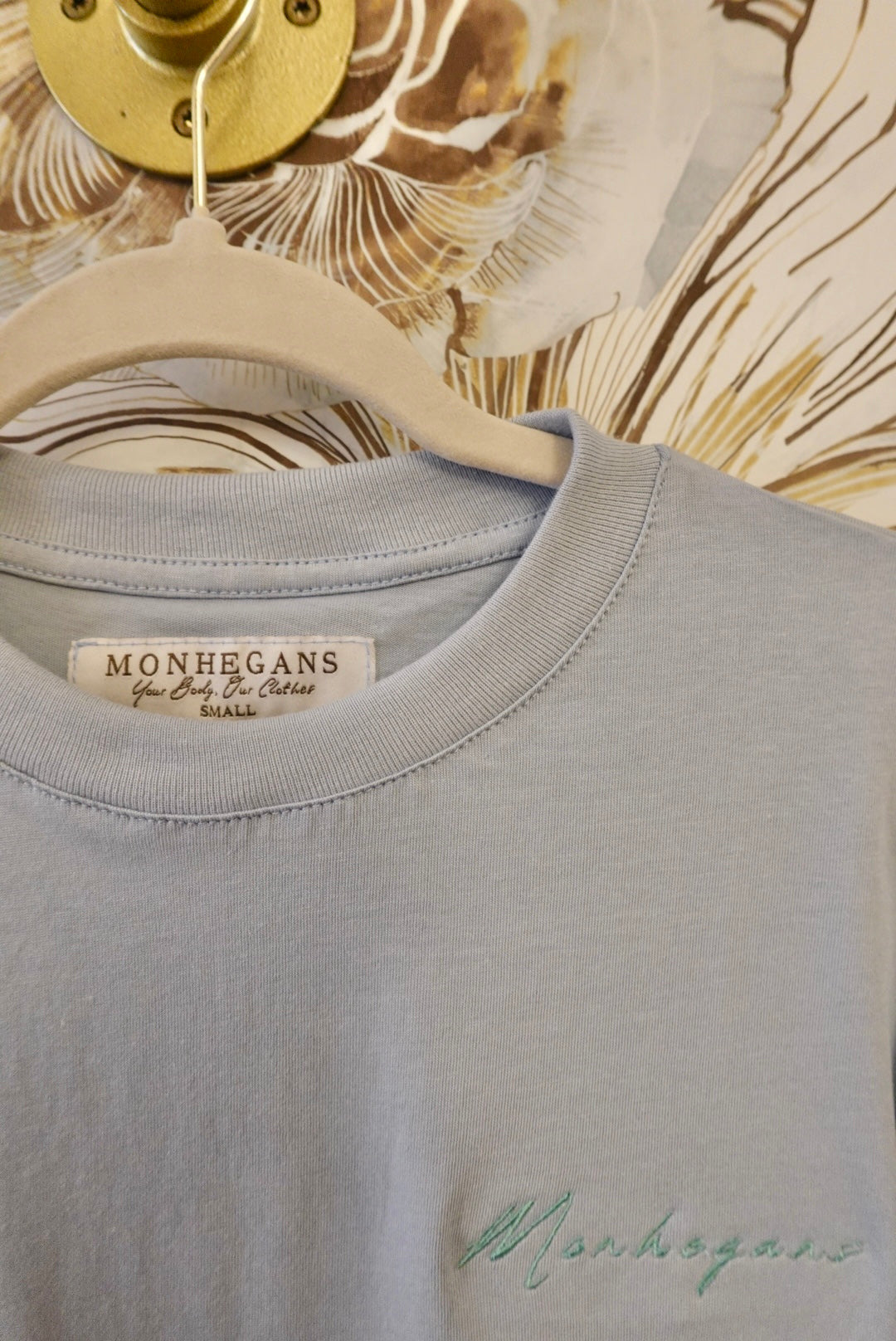 PALE BLUE ORIGINAL COASTAL EMBROIDERED GRAPHIC OVERSIZED TSHIRT