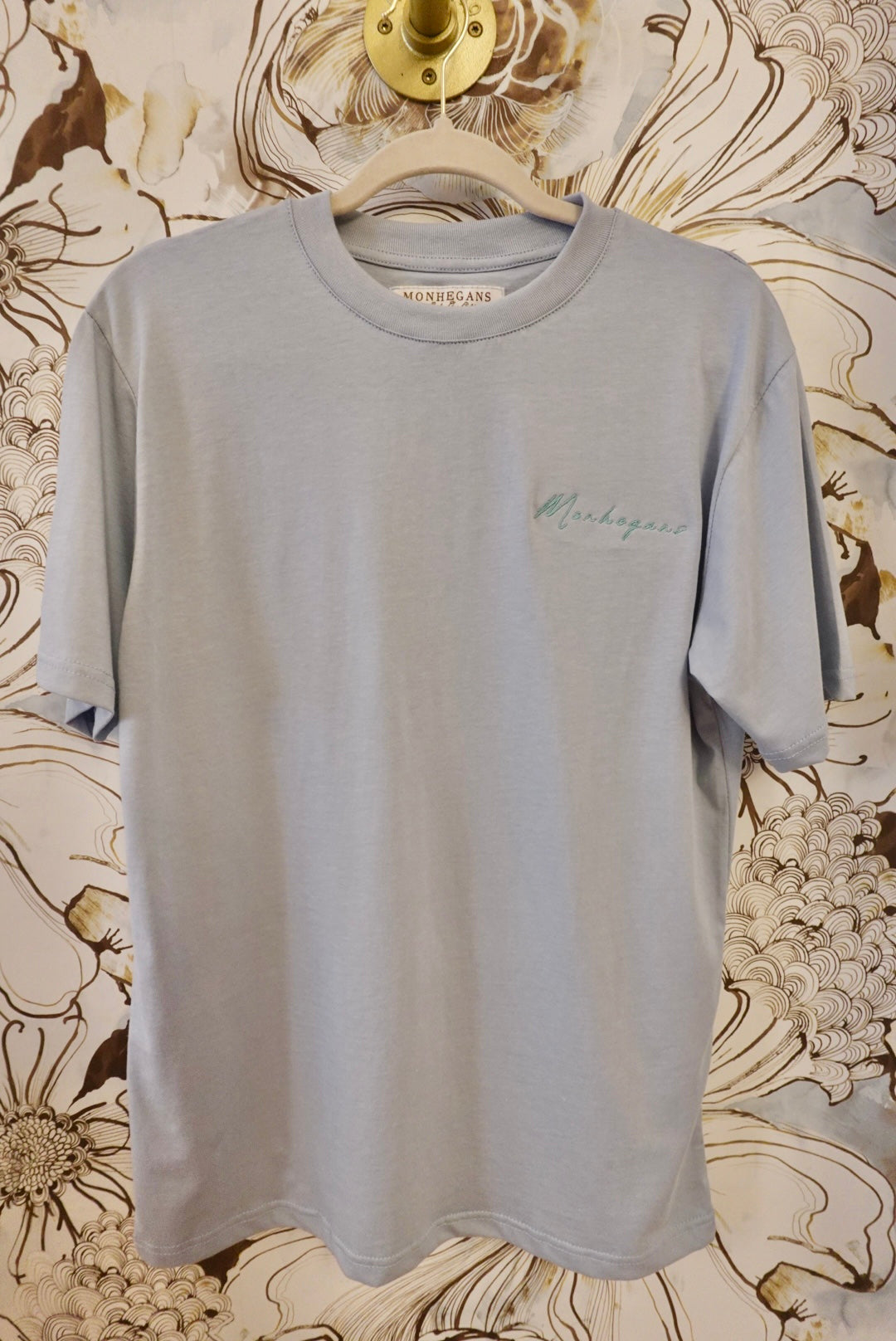 PALE BLUE ORIGINAL COASTAL EMBROIDERED GRAPHIC OVERSIZED TSHIRT