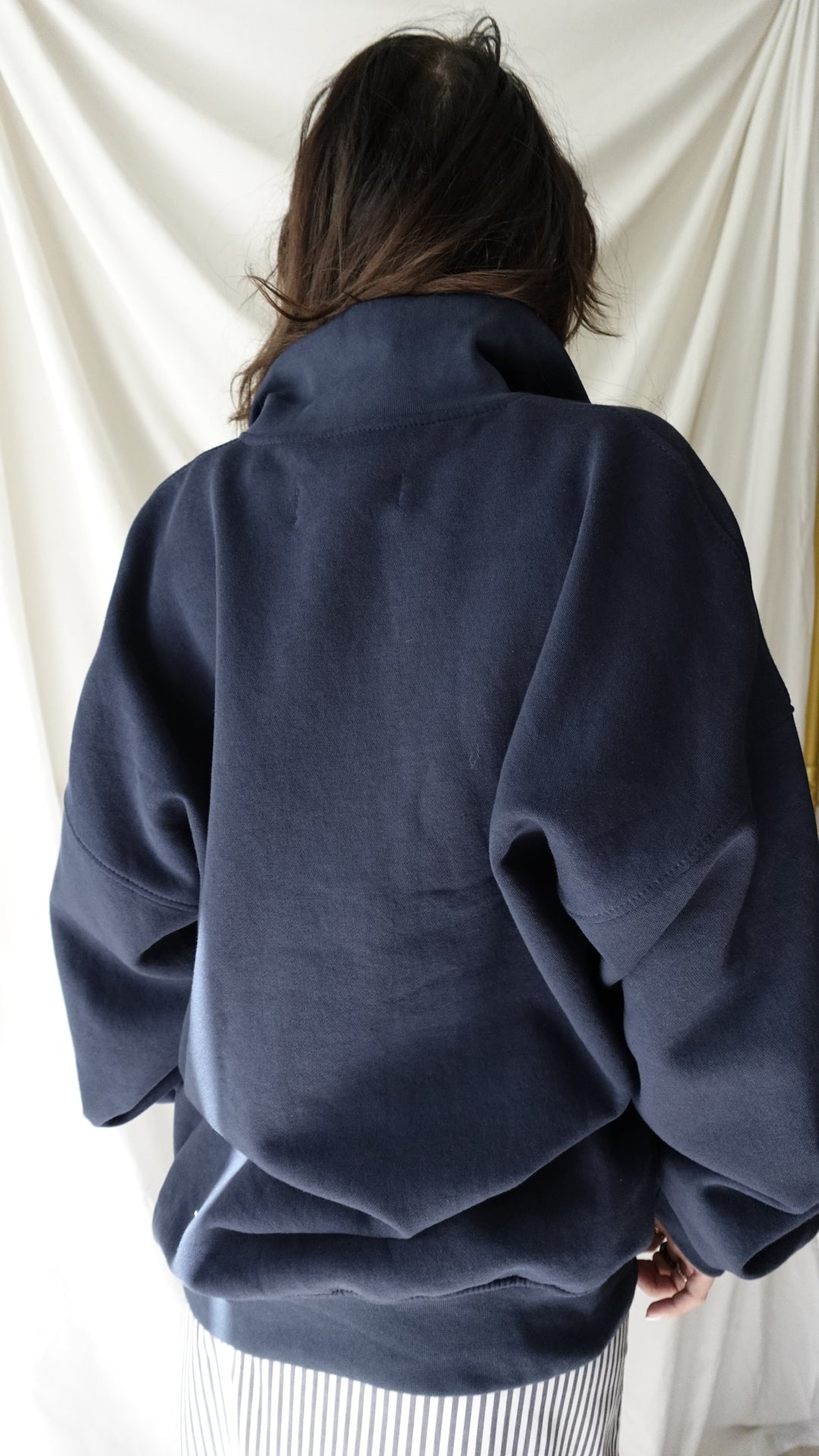 oversized navy quarter zip