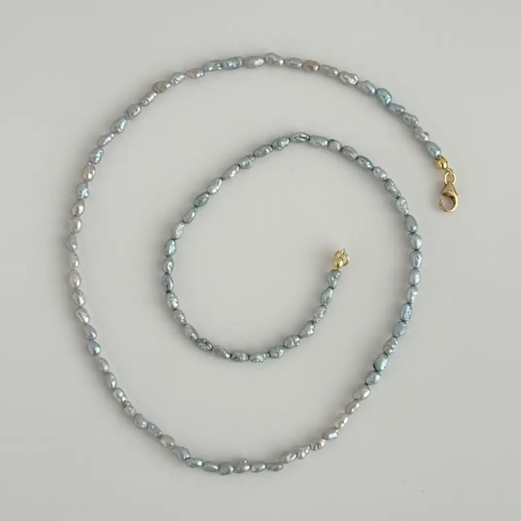 pale blue pearl necklace, blue pearl necklace, freshwater pearl necklace, pastel pearl necklace, dainty pearl necklace, gold pearl necklace