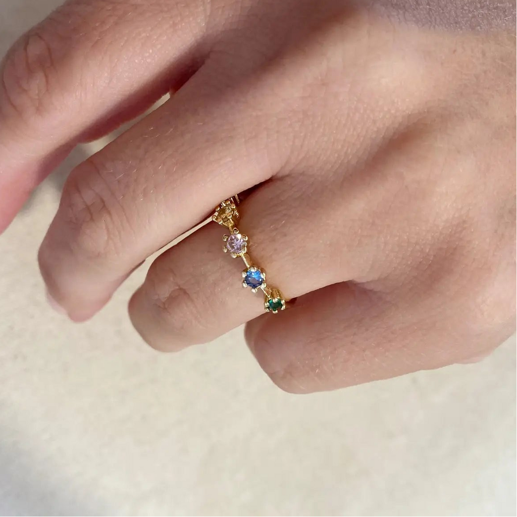 pastel stone ring, colorful gemstone ring, pastel jewelry, colorful ring, non tarnish ring, waterproof ring, affordable jewelry,