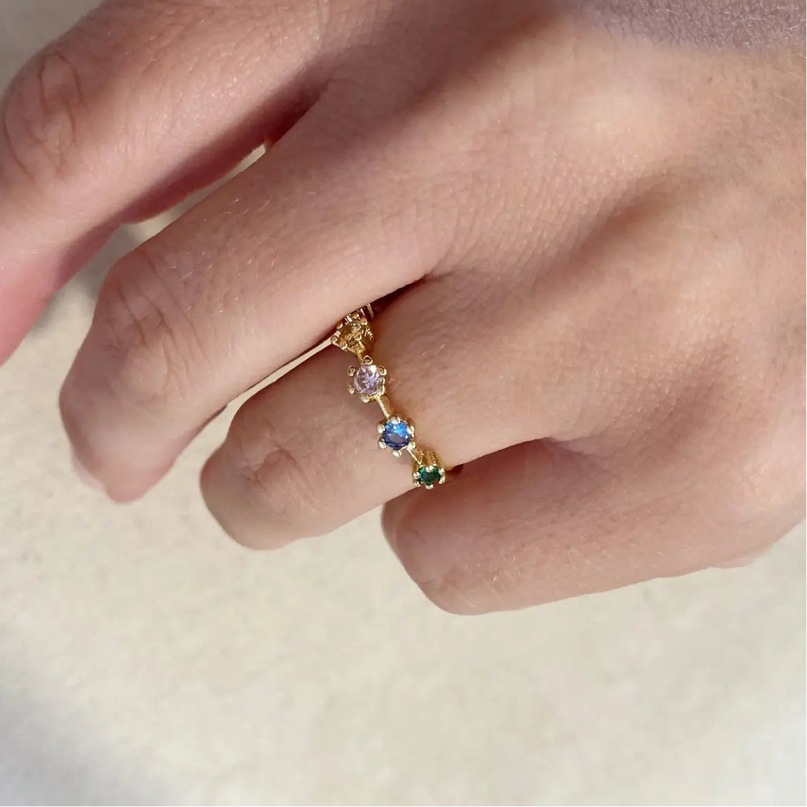 pastel stone ring, colorful gemstone ring, pastel jewelry, colorful ring, non tarnish ring, waterproof ring, affordable jewelry,
