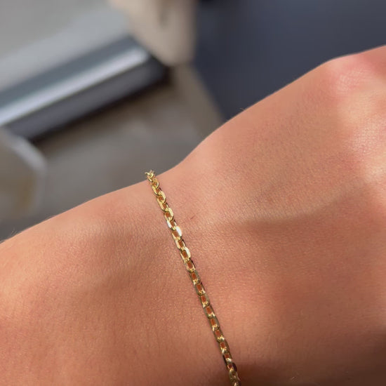 anchor diamond cut gold bracelet