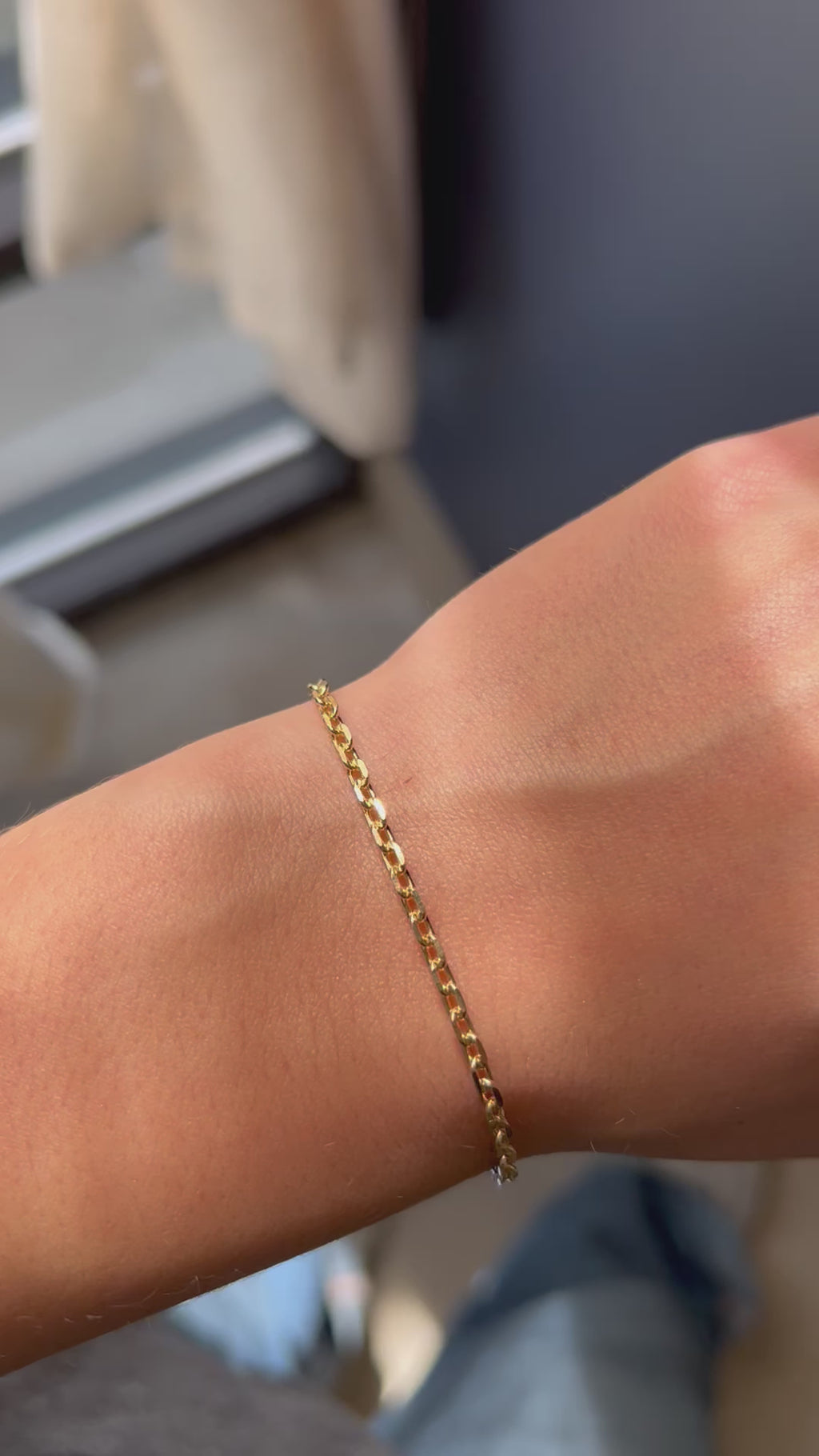 anchor diamond cut gold bracelet