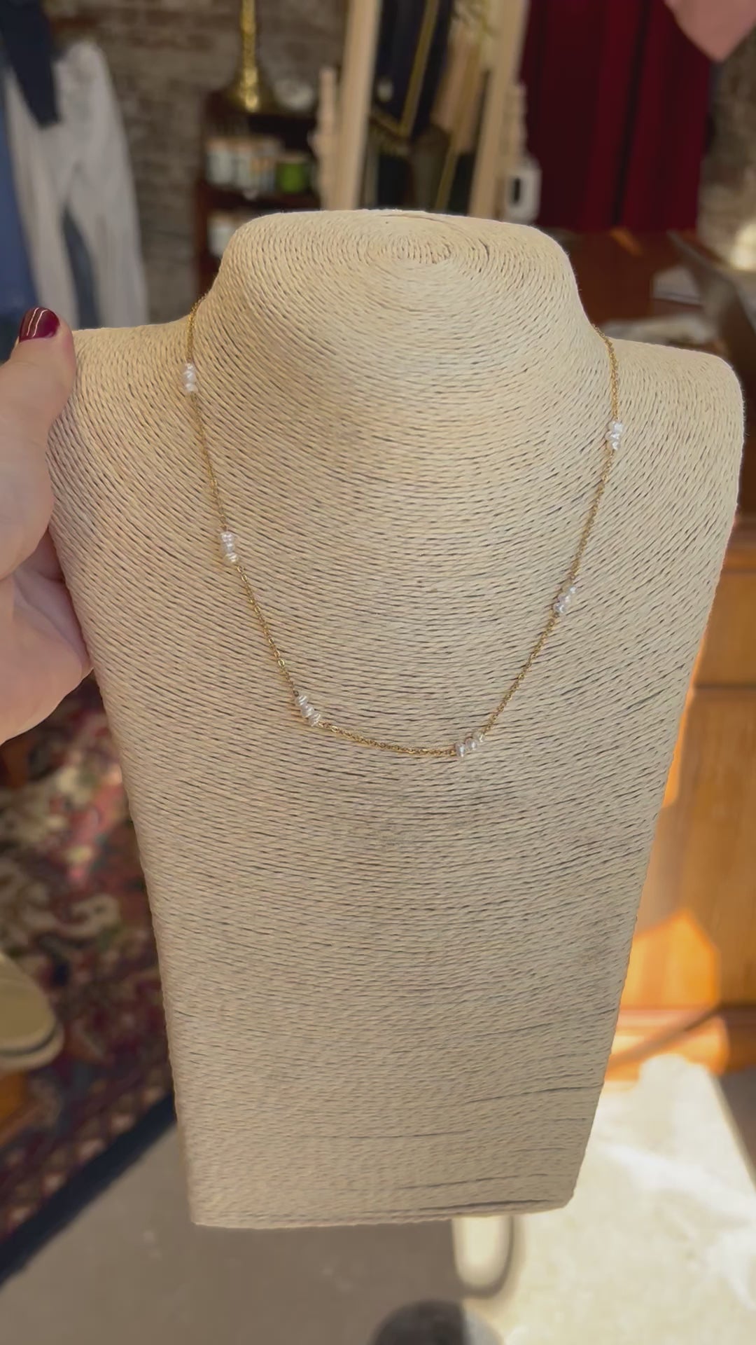 16 inch gold peal necklace