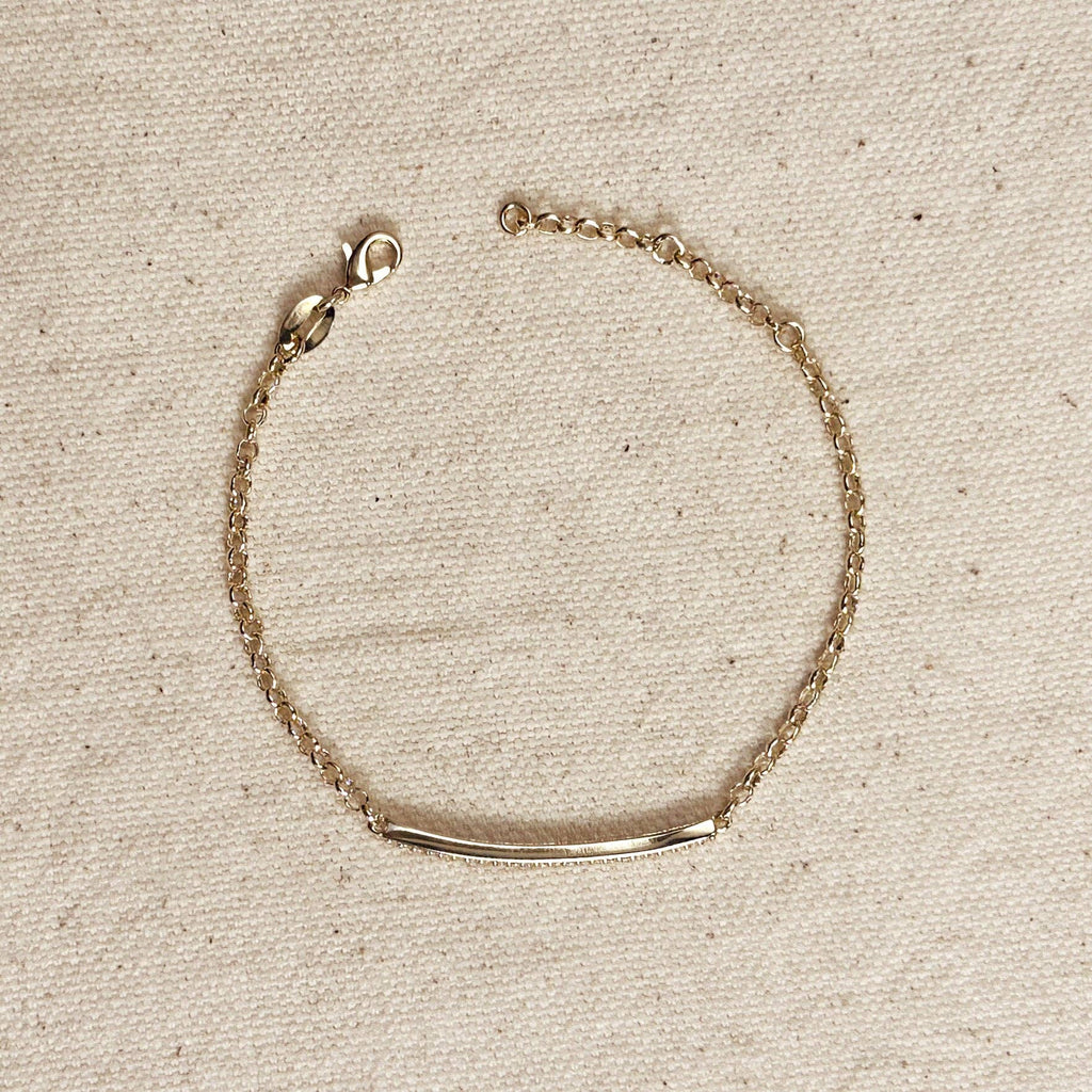stacking bracelet, layering bracelet, sparkle bracelet, diamond look bracelet, modern gold bracelet, simple gold bracelet, 2mm bar bracelet, petite CZ bracelet, gold filled jewelry, demi fine jewelry, non tarnish bracelet, water resistant bracelet, hypoallergenic bracelet, affordable gold bracelet, Cartier inspired bracelet, Cartier look alike brace