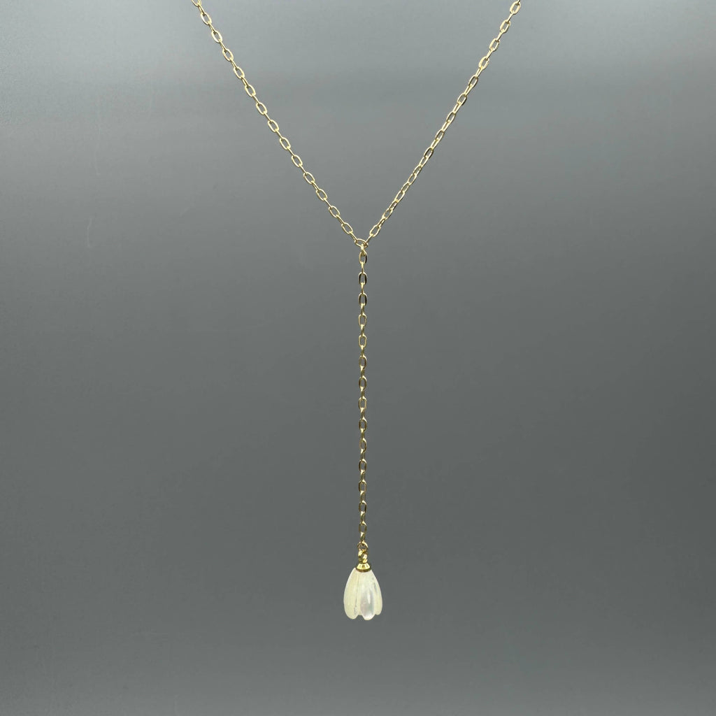 tulip necklace, flower necklace, floral necklace, mother of pearl necklace, pearl tulip necklace, gold tulip necklace, gold flower necklace, gold filled necklace,