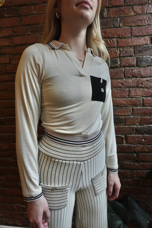 womens cream polo shirt