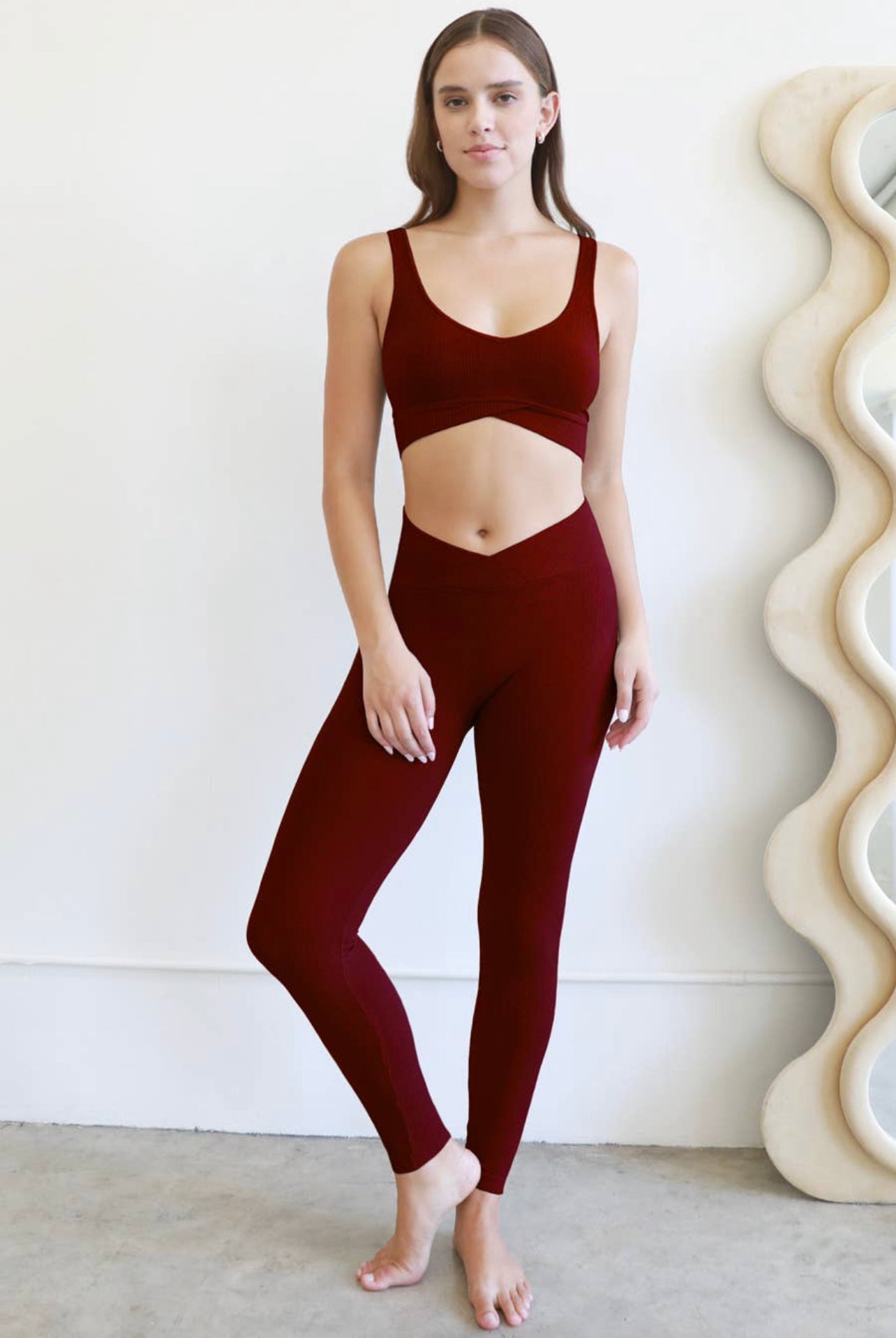 Red Buttery Soft Crossover Waist Leggings